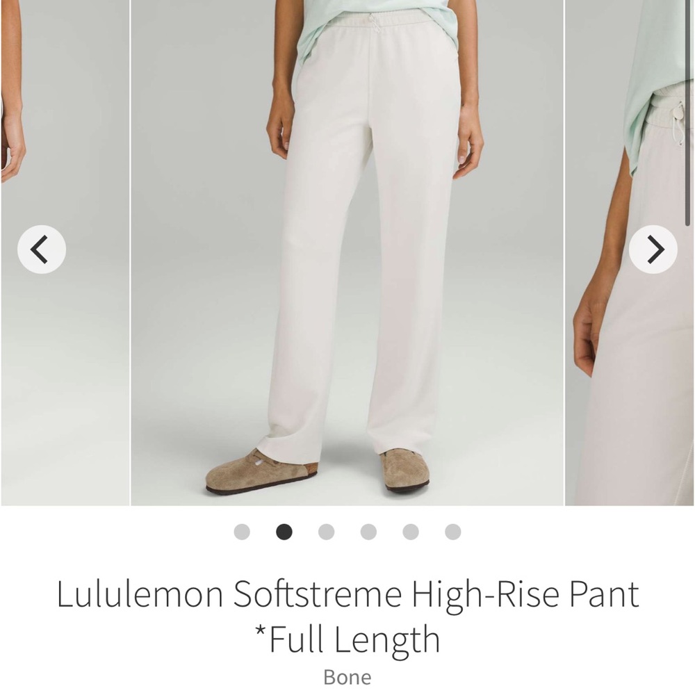 Lululemon Softstreme High Rise Straight Leg Pants Full Length Bone 30” Sz 6